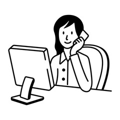 Calling character icon in hand drawn style 
