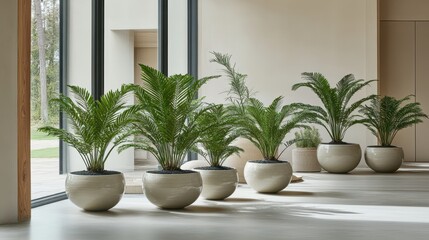Lush Indoor Plants in Elegant Pots Enhancing Modern Living Space
