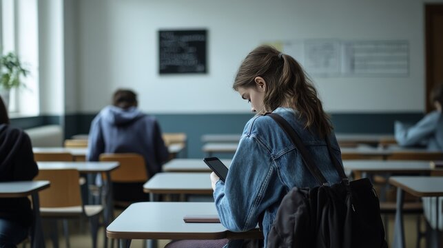 Phone overuse in a classroom. Featuring distraction and disengagement from learning