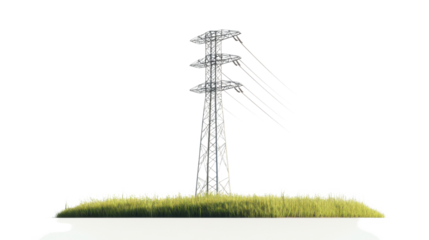 electric power lines isolated on white background