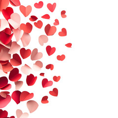 Red and Pink Hearts Falling on Black Background Romantic Valentine Design,