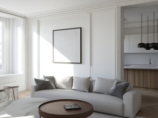 Fototapeta premium Modern Living Room Interior with Minimalist Design and Natural Light