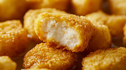 Delicious golden fried chicken nuggets for fast food menus and advertising