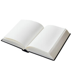 Open blank book pages white pages black cover reading literature knowledge education,
