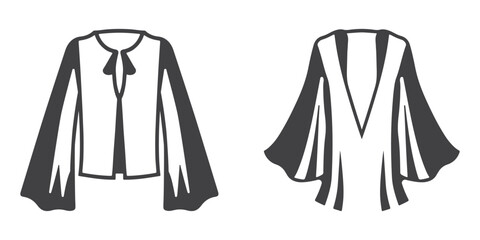 Professional Bell Sleeve Shirt Icons Silhouette Vector Illustration