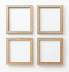 Empty Wooden Frames on White Wall for Art and Photo Display