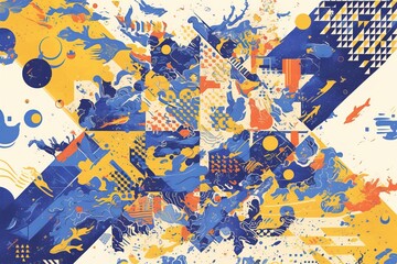 Fototapeta premium Abstract graphic design, geometric shapes, vibrant colors. Possible use Background image