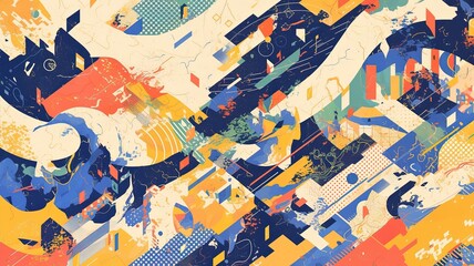 Abstract colorful geometric shapes composition (2)