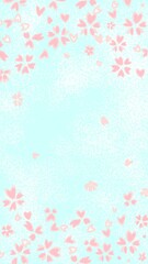 桜の花びらが舞い散るかわいいイラストの背景フレーム