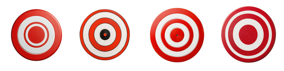 Set of a red and white target, isolated on a transparent background.