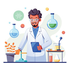 scientist doing his research in his lab vector