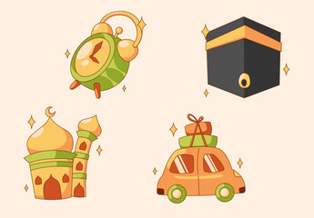 Obraz premium Islamic ramadan symbols and elements