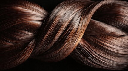 Fototapeta premium Elegant side view of shiny keratin-treated long hair extensions on a neutral background