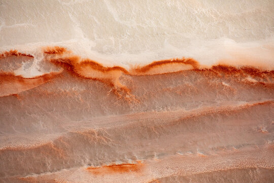 Kati Thanda Lake Eyre, South Australia, Australia. Aerial photography showing textures, patterns and colours of the salt lake following the seasonal flooding.
