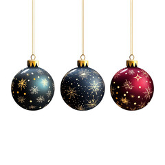 Elegant Christmas baubles dark blue red gold snowflakes hanging decoration winter holidays festive season