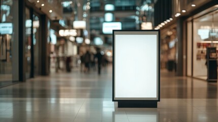 Empty Lightbox Display in Modern Shopping Mall Interior Space
