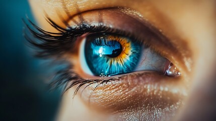 Naklejka premium Close-up of a Striking Blue Eye with a Hint of Gold