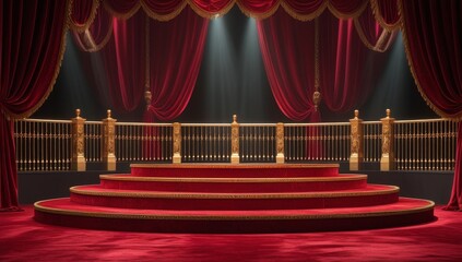 Red golden ceremony award stage venue background.