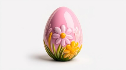 Colorful Hand-Painted Easter Egg with Flowers. Generative AI
