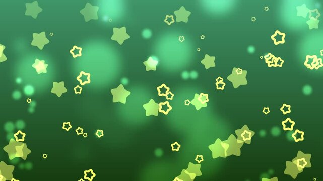 ループする星と玉ボケのキラキラ背景素材,緑