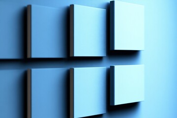 Abstract Blue Cubes Soft Light Minimalist Design. AI Generated