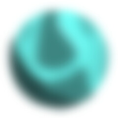 Abstract blurred gradient circle with turquoise and dark green colors on white background. Soft artistic dreamy texture
