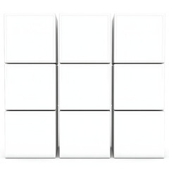 Stacked White Cubes Arranged in a Three by Three Formation Creating a Minimalist Composition.