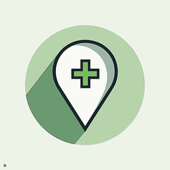 Obraz premium Healthcare location pin icon design on green background, medical concept