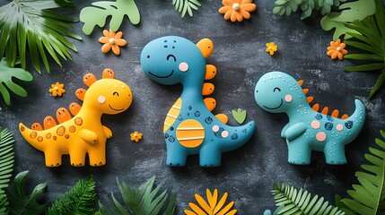 Naklejka premium childish dinosaur seamless pattern with lettering for fashion design hand drawn vector illustration of cute dinosaurs in pastel colors