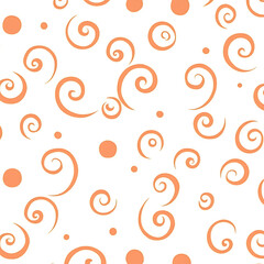 Swirls and Dots Decorative Pattern in Light Peach.
