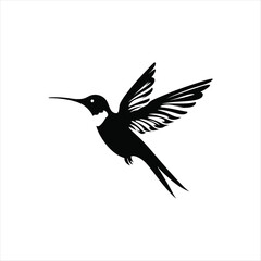 hummingbird in flight vector silhouette