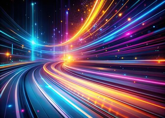 Abstract Technology Background with Dynamic Speed Lines and Glowing Effects