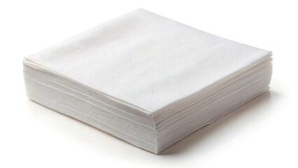 Clean White Square Paper Napkin Isolated on White Background - Clipping Path Included