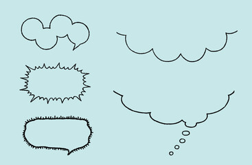 横長の色々な線画のふきだし