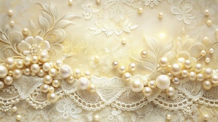 Elegant Vintage Lace and Pearl Background - Luxury Texture Stock Photo