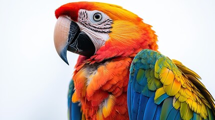 Fototapeta premium colorful macaw parrot with vibrant feathers isolated on transparent background ideal for tropical,exotic design projects