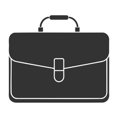 Simple black briefcase icon, black and white silhouette of a briefcase