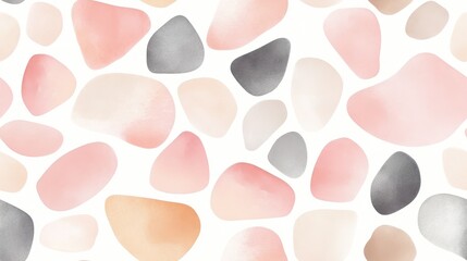 Abstract Stone Pattern: A modern and elegant seamless pattern of abstract stone formations in pastel pink, grey and beige tones. This design has a sense of tranquility, and versatility.