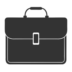 Simple black briefcase icon, black and white silhouette of a briefcase