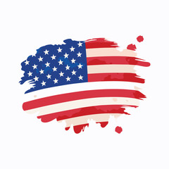 Celebrate Independence Day 4th July Watercolor Abstract American Flag The Symbol of Freedom in the USA for Banner, Flyers, and Poster Design.