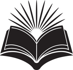  Open Bible with Light Rays Silhouette on white background