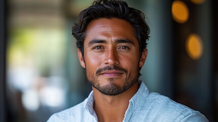 confident young latino entrepreneur radiating success,happiness in a professional portrait