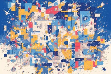 Abstract collage of diverse shapes and colors