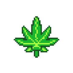 Pixel art marijuana cannabis leaf	
