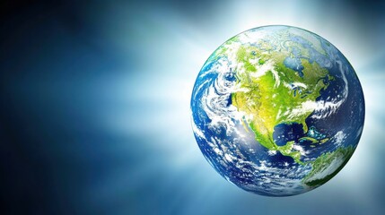 Vibrant Earth Planet Surrounded by Light in Outer Space with Emphasis on Nature and Ecology