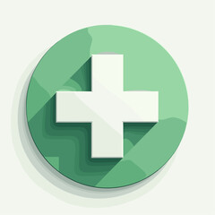 Obraz premium Green medical cross symbol on circular background, health concept