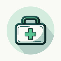 Fototapeta premium Stylized first aid kit icon on soft background, health and safety