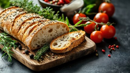 Artisan Ciabatta Bread with Herbs and Tomatoes