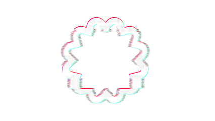 Icon certificate is distorted. Glitch. Noise, chromatic aberration, geometric distortion
