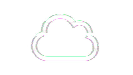 Icon cloud is distorted. Glitch. Noise, chromatic aberration, geometric distortion